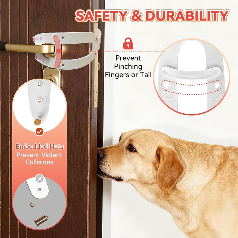 TGIOW Cat Door Latch,2 Pcs Door Prop for Cats to Keep Dogs Out of Litter Box and Food, Preventing Hand Pinching, Cat Door Stopper with 6 Adjustable Straps 2.5-6.5" Wide, Including Door Plate, White - Image 4